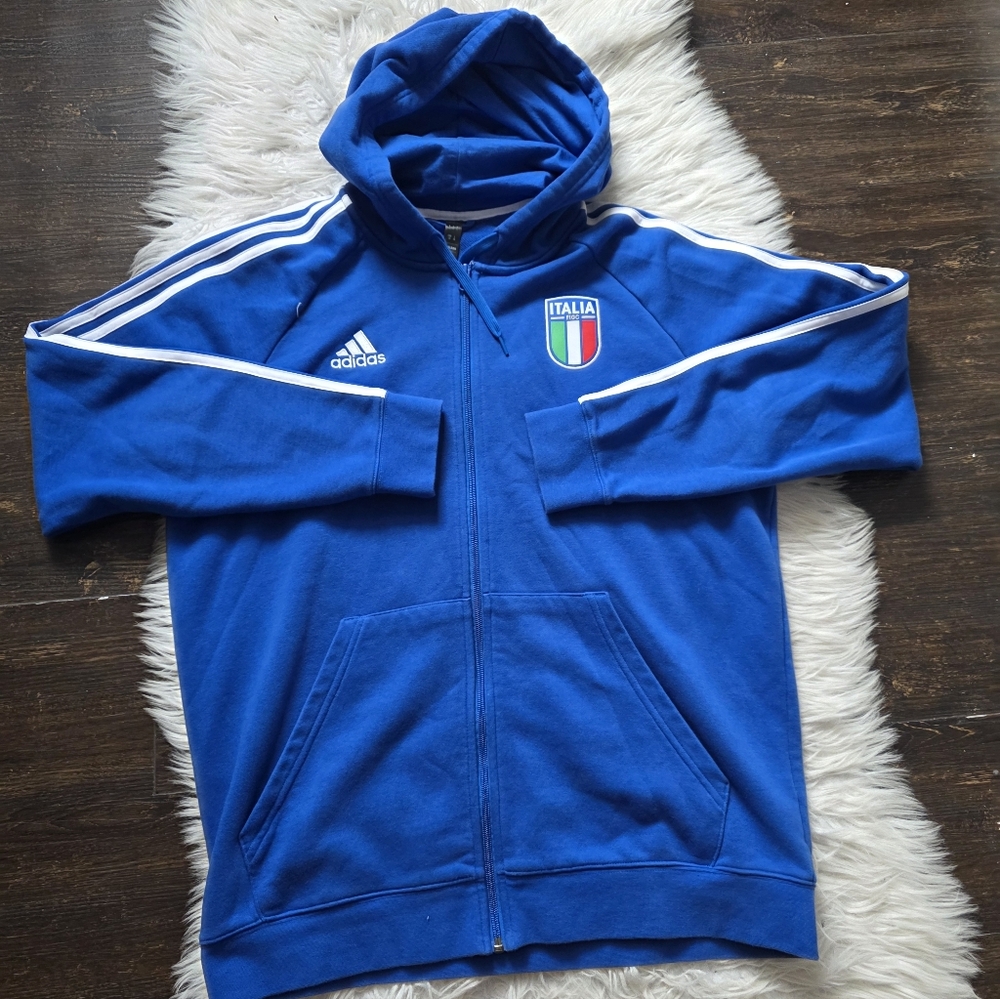 Adidas Royal Blue Italia Zip-Up Hoodie - Picture 3 of 5